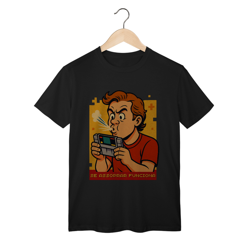Camiseta Nerd Retrô — Se Assoprar Funciona