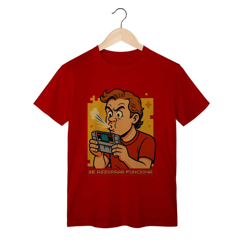 Camiseta Nerd Retrô — Se Assoprar Funciona